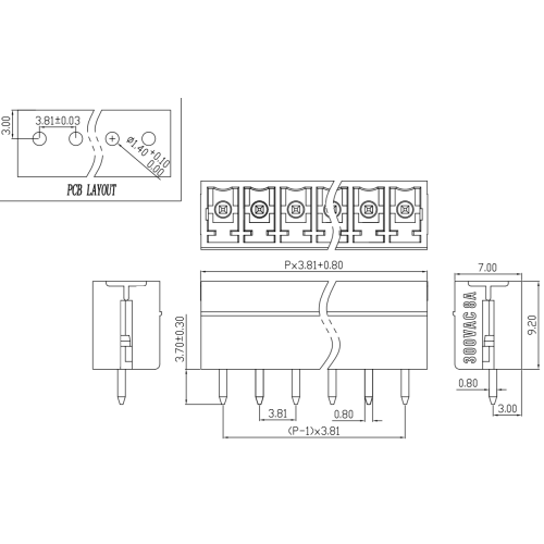Società di saldatura del terminale PCB plug-in da 3,81 mm